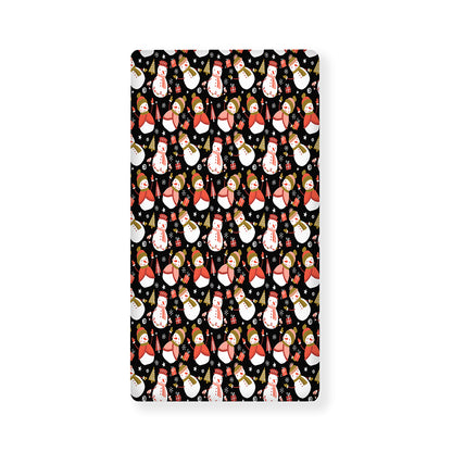 Holiday Snowman Pattern Print Baby Crib Sheet
