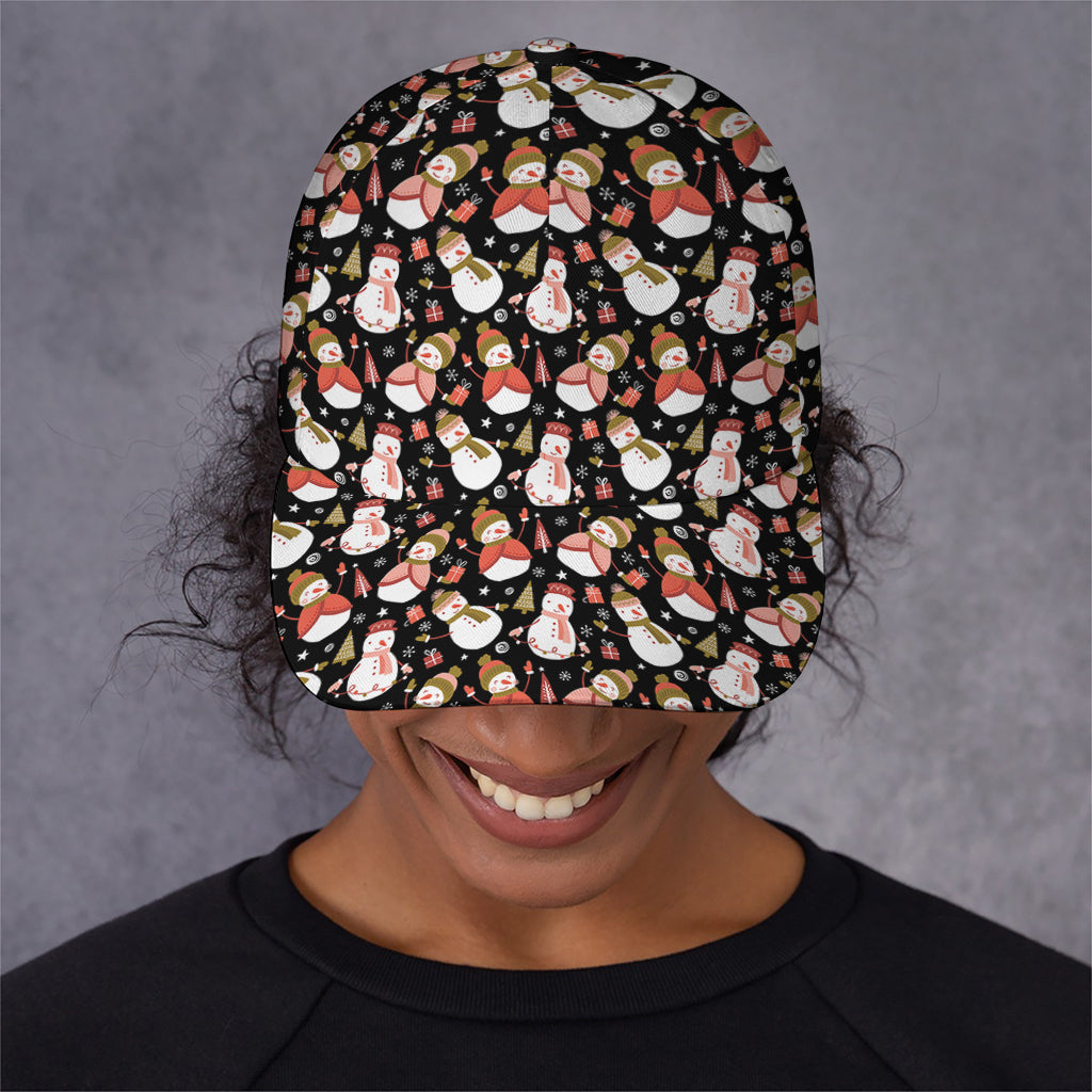 Holiday Snowman Pattern Print Baseball Cap
