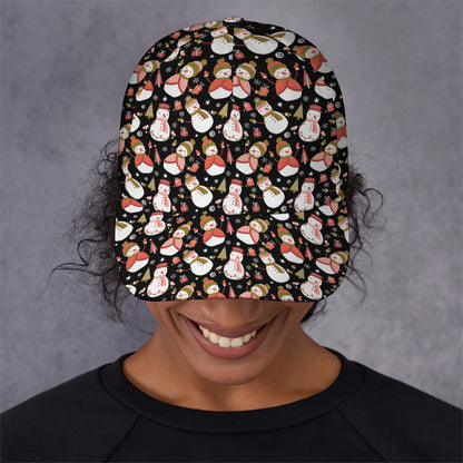 Holiday Snowman Pattern Print Baseball Cap