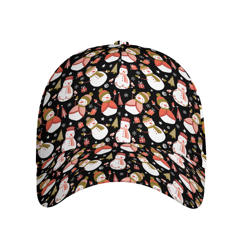 Holiday Snowman Pattern Print Baseball Cap