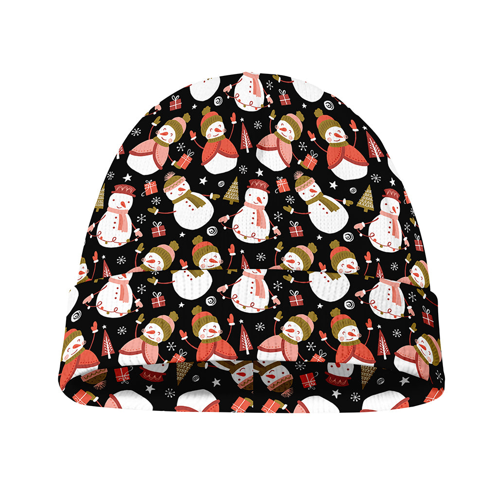 Holiday Snowman Pattern Print Beanie