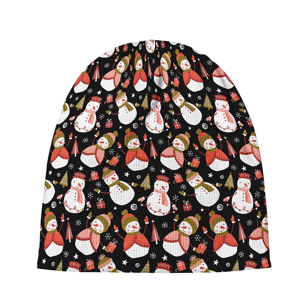 Holiday Snowman Pattern Print Beanie