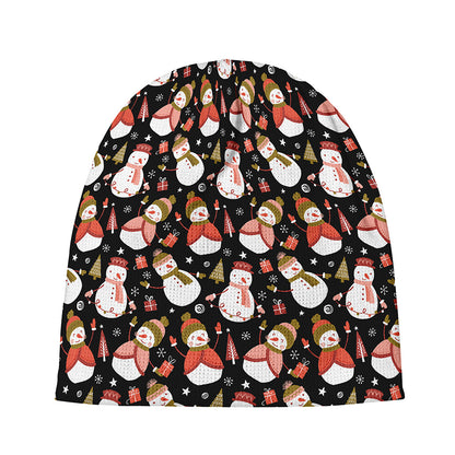 Holiday Snowman Pattern Print Beanie