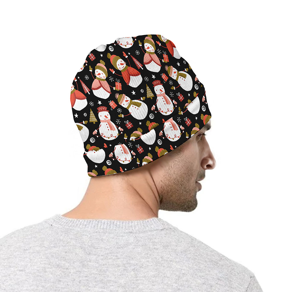Holiday Snowman Pattern Print Beanie