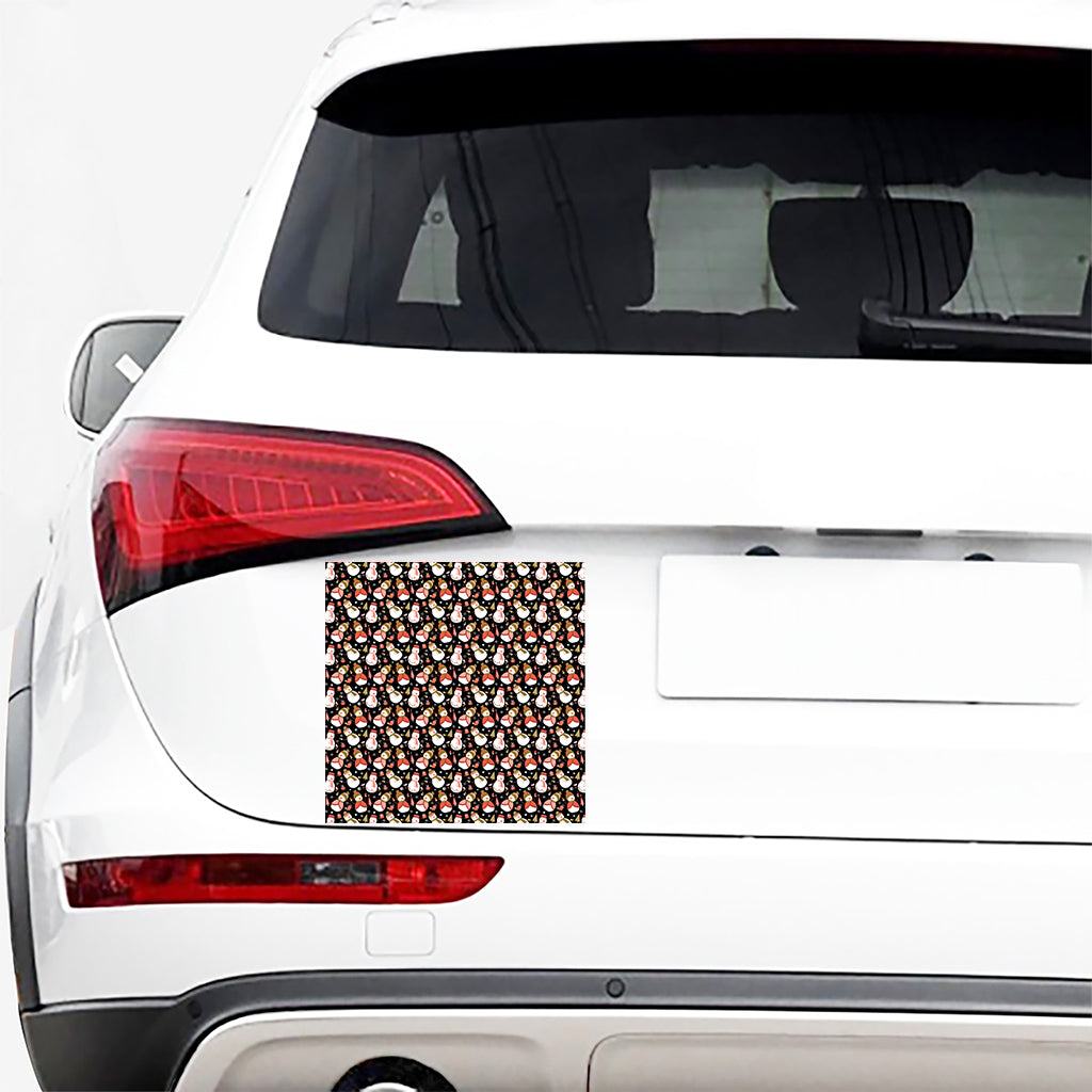 Holiday Snowman Pattern Print Car Sticker