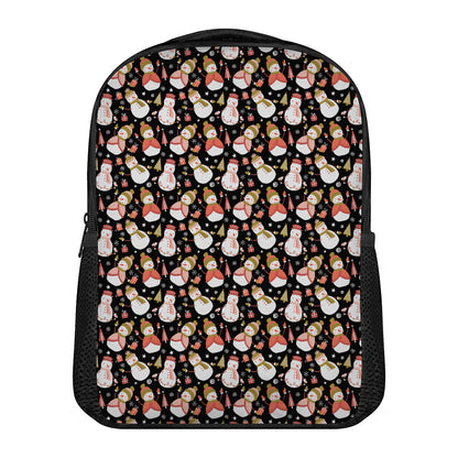 Holiday Snowman Pattern Print Casual Backpack
