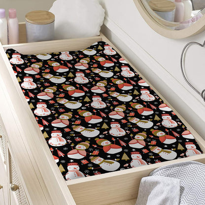 Holiday Snowman Pattern Print Changing Pad Cover