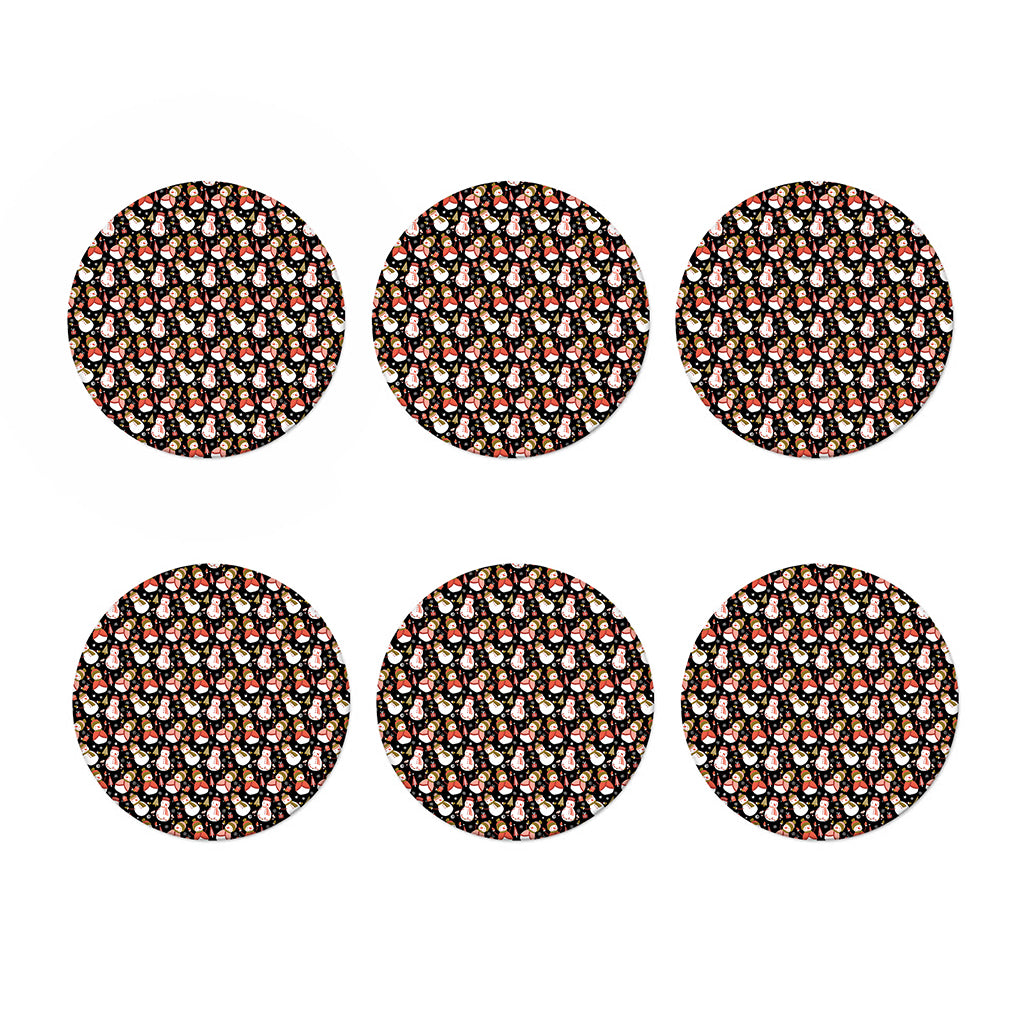 Holiday Snowman Pattern Print Coaster Set