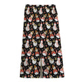 Holiday Snowman Pattern Print Cotton Front Slit Maxi Skirt