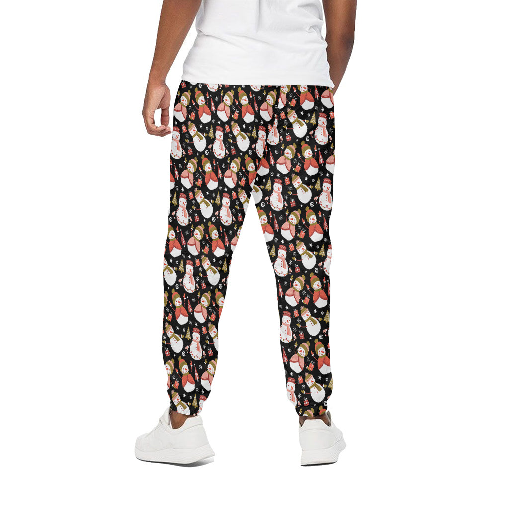 Holiday Snowman Pattern Print Cotton Pants