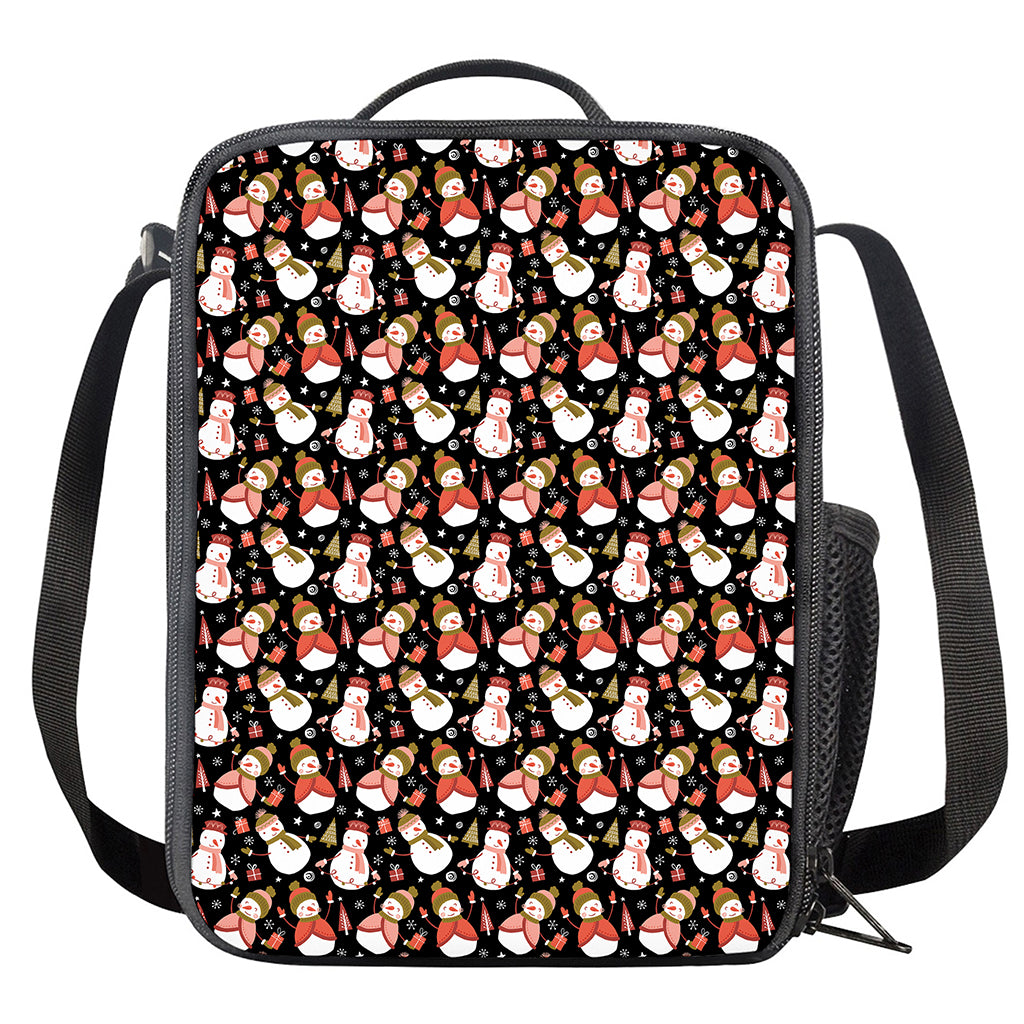 Holiday Snowman Pattern Print Crossbody Lunch Bag