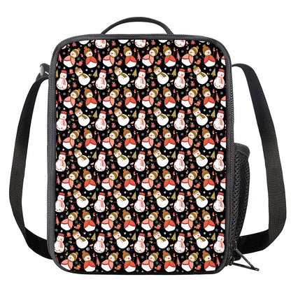Holiday Snowman Pattern Print Crossbody Lunch Bag