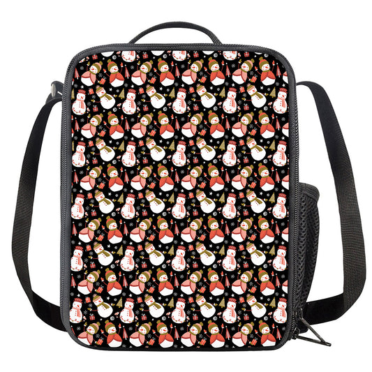 Holiday Snowman Pattern Print Crossbody Lunch Bag