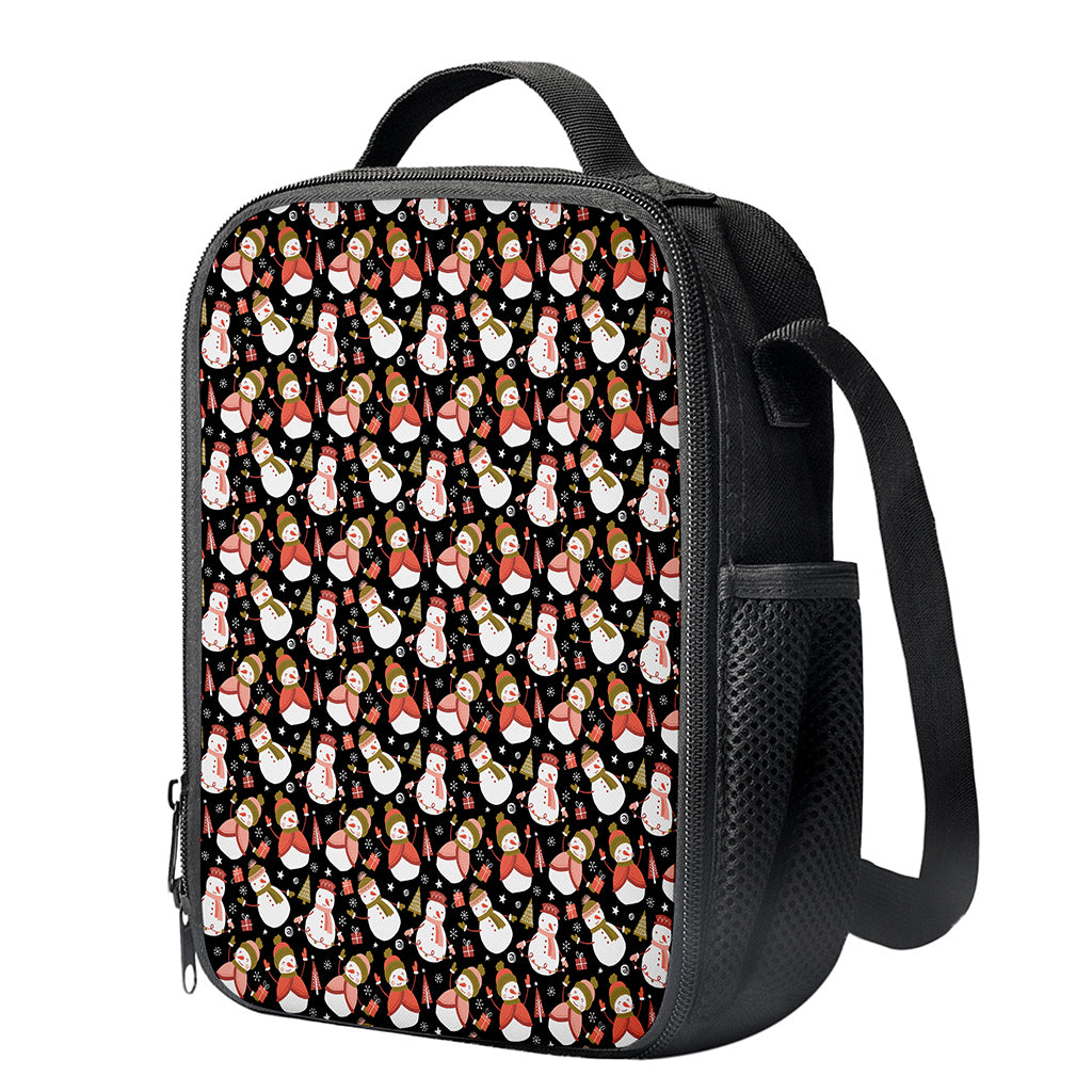 Holiday Snowman Pattern Print Crossbody Lunch Bag