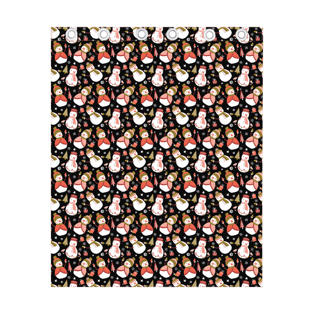 Holiday Snowman Pattern Print Curtain