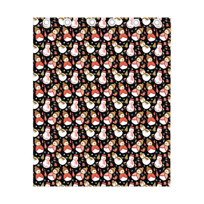 Holiday Snowman Pattern Print Curtain