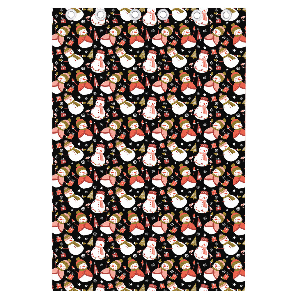 Holiday Snowman Pattern Print Curtain