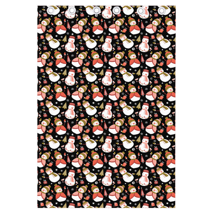 Holiday Snowman Pattern Print Curtain