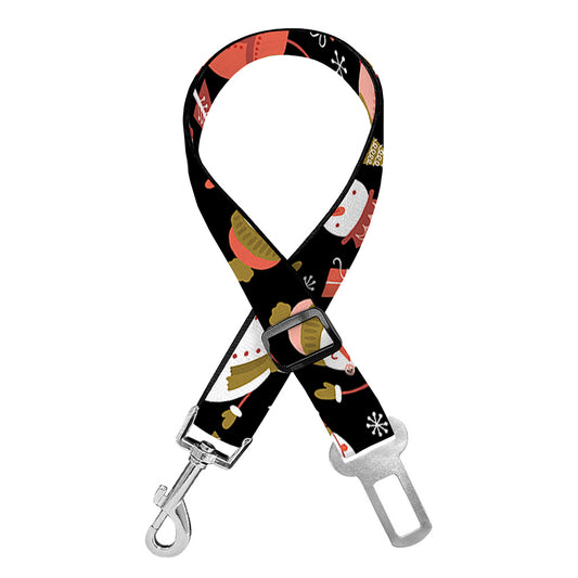 Holiday Snowman Pattern Print Dog Seat Belt