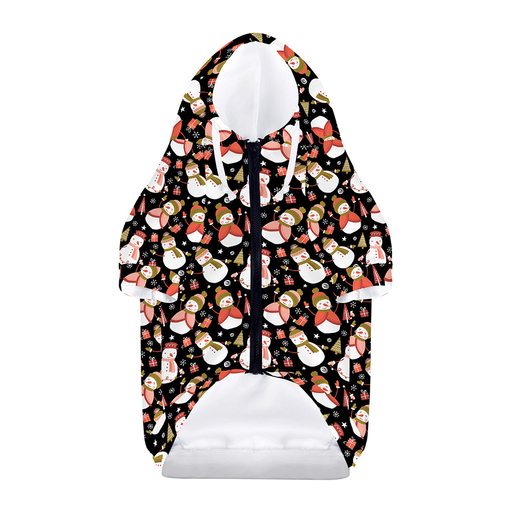Holiday Snowman Pattern Print Dog Zip Up Hoodie