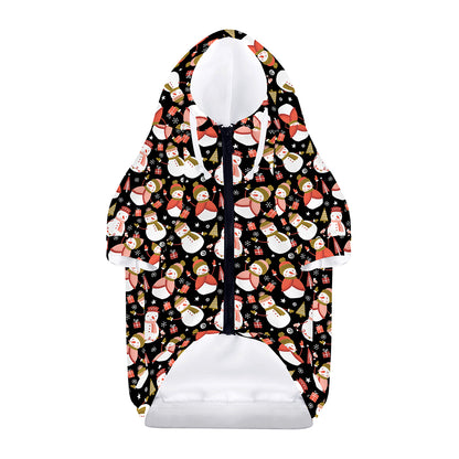 Holiday Snowman Pattern Print Dog Zip Up Hoodie