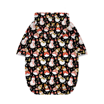 Holiday Snowman Pattern Print Dog Zip Up Hoodie