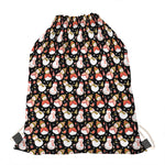 Holiday Snowman Pattern Print Drawstring Bag