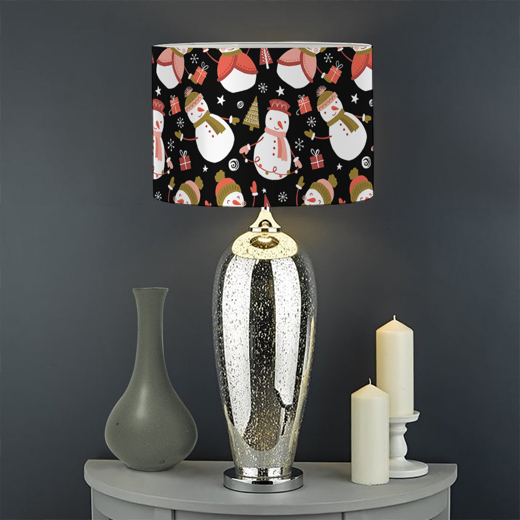 Holiday Snowman Pattern Print Drum Lamp Shade