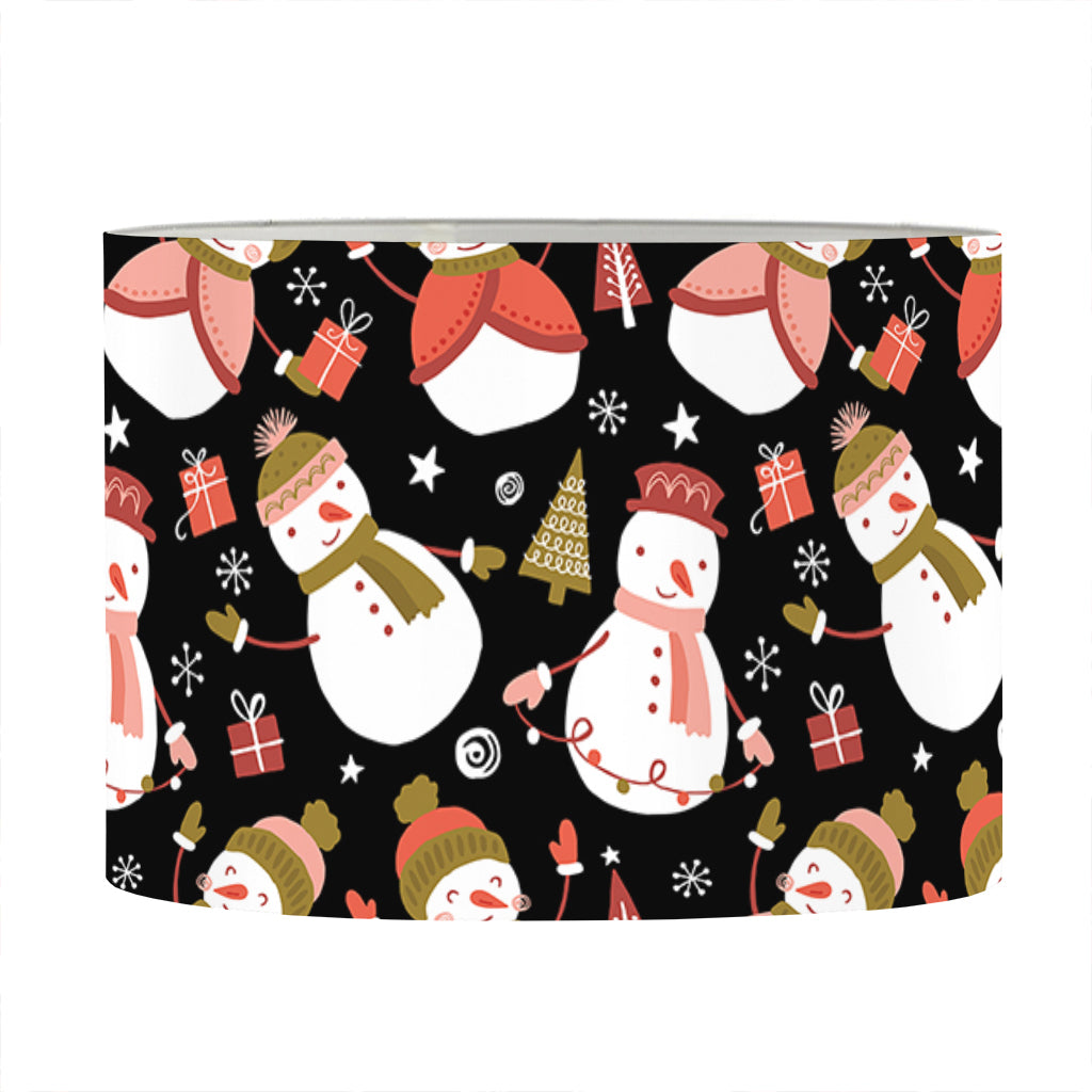 Holiday Snowman Pattern Print Drum Lamp Shade
