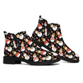 Holiday Snowman Pattern Print Flat Ankle Boots
