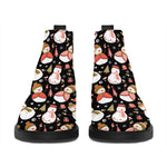 Holiday Snowman Pattern Print Flat Ankle Boots