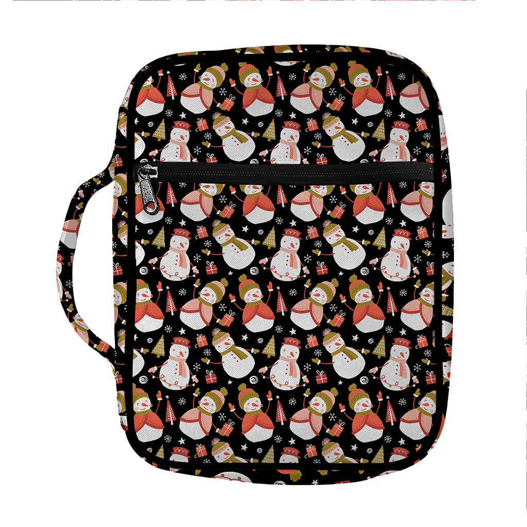 Holiday Snowman Pattern Print Front Pocket Bible Bag