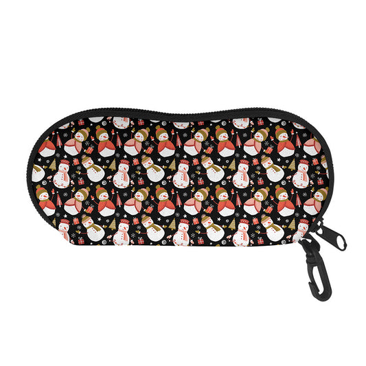 Holiday Snowman Pattern Print Glasses Case