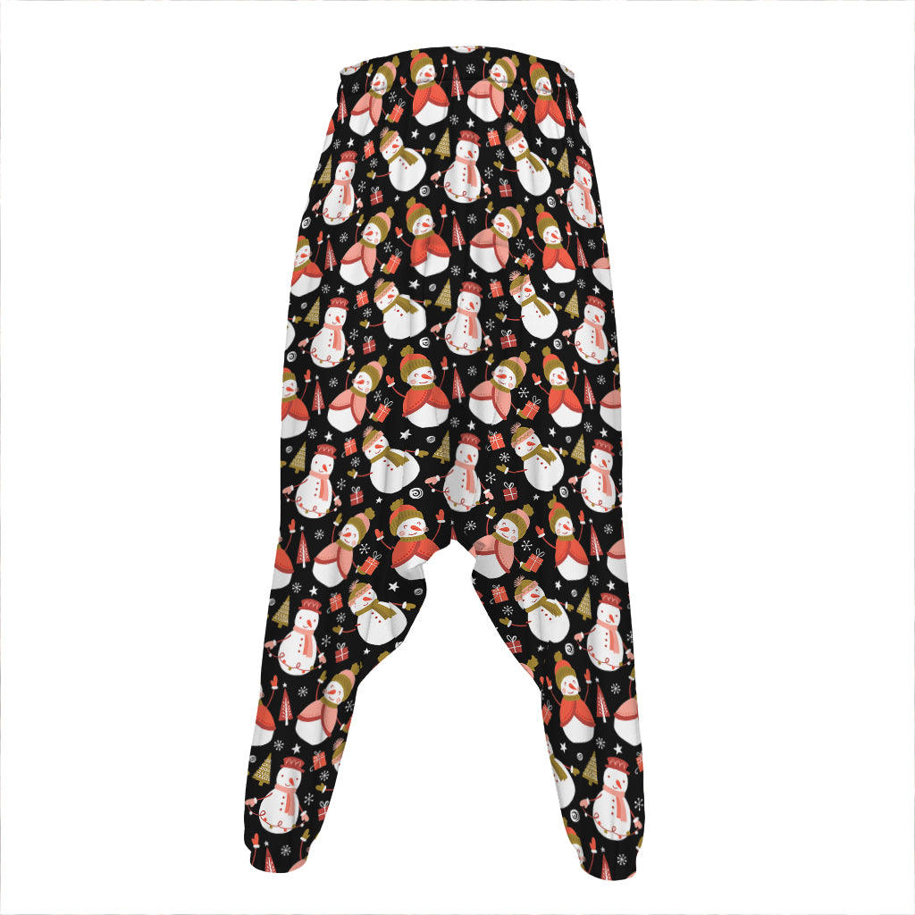 Holiday Snowman Pattern Print Hammer Pants