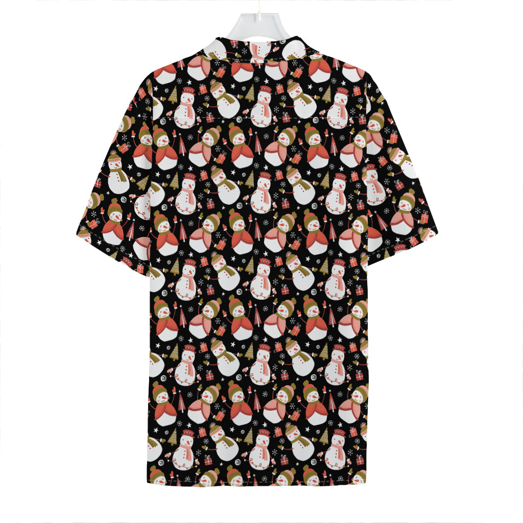 Holiday Snowman Pattern Print Hawaiian Shirt