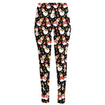 Holiday Snowman Pattern Print High-Waisted Pocket Leggings