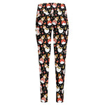 Holiday Snowman Pattern Print High-Waisted Pocket Leggings