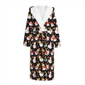 Holiday Snowman Pattern Print Hooded Bathrobe