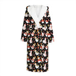 Holiday Snowman Pattern Print Hooded Bathrobe