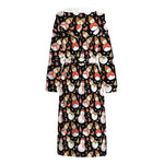 Holiday Snowman Pattern Print Hooded Bathrobe