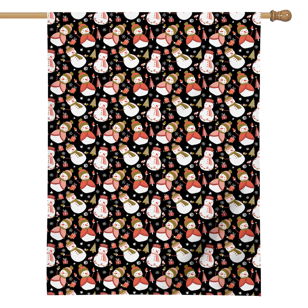 Holiday Snowman Pattern Print House Flag