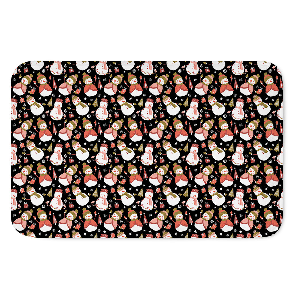 Holiday Snowman Pattern Print Indoor Door Mat