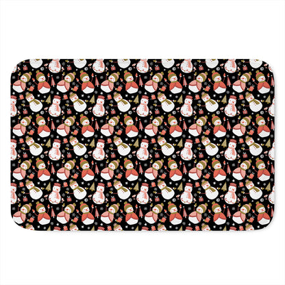 Holiday Snowman Pattern Print Indoor Door Mat