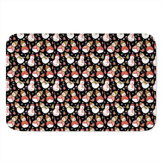 Holiday Snowman Pattern Print Indoor Door Mat