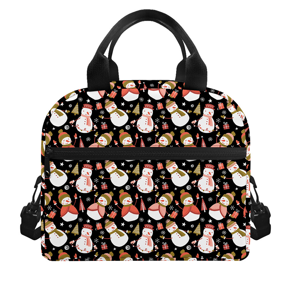 Holiday Snowman Pattern Print Insulated Lunch Bag
