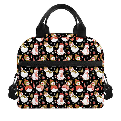 Holiday Snowman Pattern Print Insulated Lunch Bag