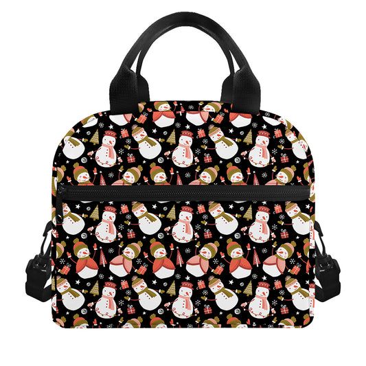 Holiday Snowman Pattern Print Insulated Lunch Bag