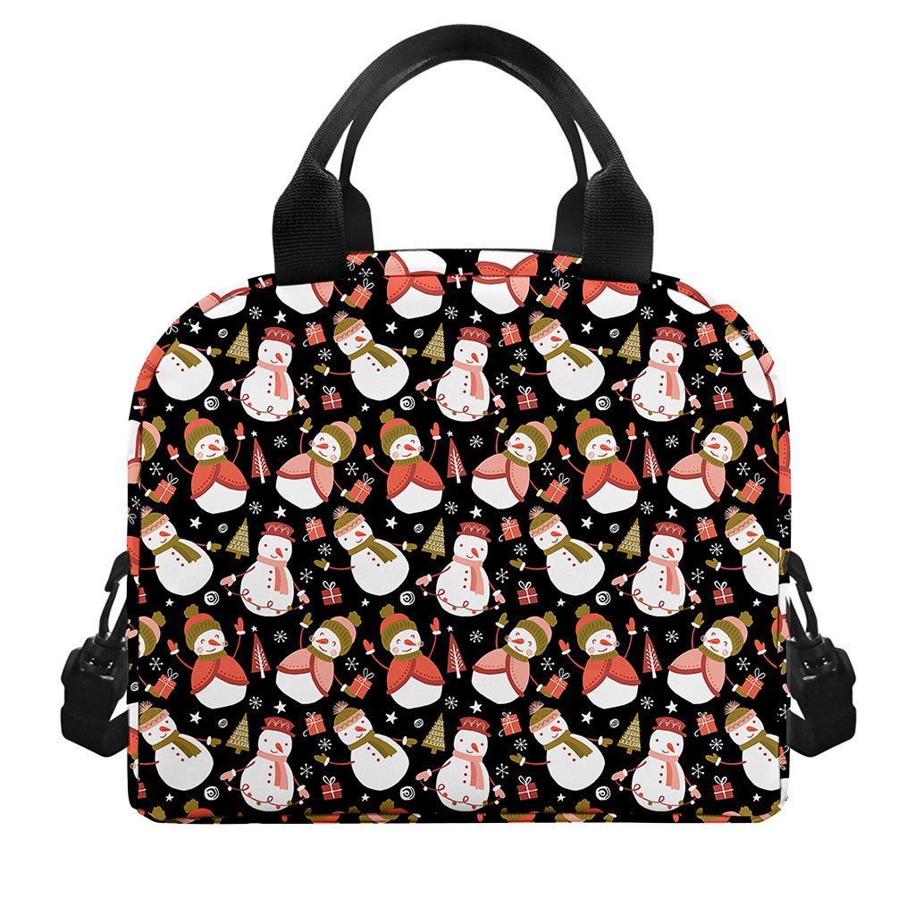 Holiday Snowman Pattern Print Insulated Lunch Bag