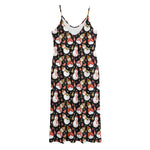Holiday Snowman Pattern Print Jersey Midi Cami Dress