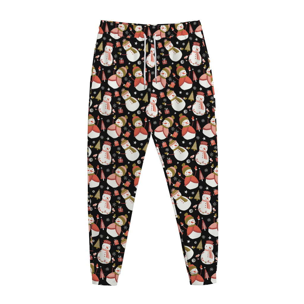 Holiday Snowman Pattern Print Jogger Pants
